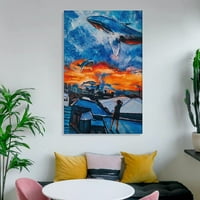 Whale na nebu farbanje plavo kito Zidno umjetnost kita Zidna umjetnost Oceanarium dekoracija platnene