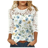 Bluze za žene, ženski okrugli rukav za vrat ljetni odmor T majice cvjetni tisak plus veličina bluze