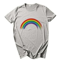 Gotyou Proljetni vrhovi Žene Pride Rainbow Flag Tors Tunic Pulover kratki rukav bluza Majica Grey XXXL