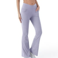 Flare joga hlače za žene fitness trčanje rastezanje joge tamki sa džepovima