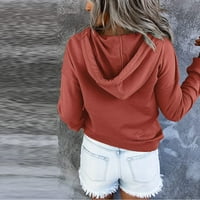 Duksevi za djevojčice dugih rukava s kapuljačom bez kapuljača žene Womens plus gumb za crtanje uz kasutu puloverske košulje za žene sa džepom slobodne FIT Henley Womens nariva