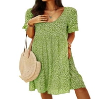 Avamo Žene Ljeto Plaža Sundress kratki rukav Midi haljina V izrez Tuničke haljine dame seksi odmor zelena