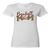 Baseball mama Tekstilna kolaž Sportska ženska grafička majica, mornarica, mala