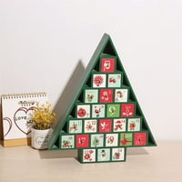 Božićni drveni kalendar kabinet za desktop ukrase ukras odbrojavanja ukrasi, a