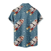 Božićne majice plus veličine za muškarce Havajski opušteno-fit gumb dolje Kuglane košulje smiješne Santa