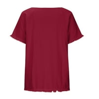 QucoQPE ženske plus veličine Ljetni čvrsti cvjetni vrhovi majica kratkih rukava TOP casual prevelika bluza majice