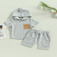 Baby Boys Outfit Majica s kapuljačom s kratkim rukavima s elastičnom strukom kratke hlače Ljetna odjeća