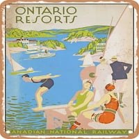 Metalni znak - Ontario Resorts Kanadenske nacionalne željeznice Vintage ad - Vintage Rusty Look