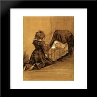 Djevojka klečeći kolijevkom uokvirenom umjetnošću Print Vincent Van Gogh