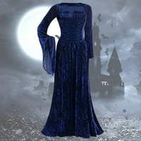PXiakgy haljine za žene Ženska duga haljina Vintage dugih rukava Jednobojna Podna duljina Elegantna