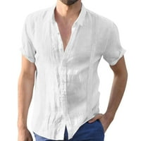 Labakihah muške majice ruhove muške čvrste kratke majice košulje ovratnik za vez casual rub muške majice muške majice Bijelo