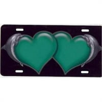 Glavni T2632gr in. Zelena srca sa licencom za dupine, besplatna personalizacija na ovoj pločici