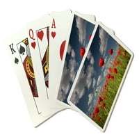 Crveno poppsko polje, lampionska preša, premium igračke kartice, paluba za karticu s jokerima, USA izrađena