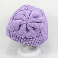 Disketa šešira Big Baby Winter Warm Bow Pleted Woolen Hat Pamuk Obloga za bebe Djevojke slatka šešir