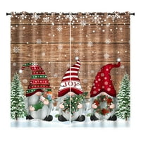 Xmas Drapes Prozor zavjesa za zavjese Long Božićne zavjese Grommet posteljina Teksturijska snjegovina Štampano Plaid Početna Dekor Khaki W: 27.5 '' h: 39 '' *