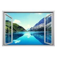 Priroda Mountain Forest Lake Zidne naljepnice 3D jezero Pogledajte lažni prozor, ogulite i štapić -