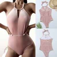 Hinvhai Clearence Spućanja za žene plus veličine Ženski bikini set set čvrstih boja trokuta kupaći ružičaste