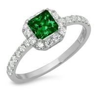 1.23ct princeza rez zeleni simulirani smaragd 14k bijeli zlatni godišnjica Angažman halo prstena veličine