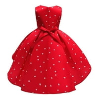 Baby girl haljina polka dot retro haljina za odmor za rođendanski haljina luka kravata princeza party haljina crvena 3-4 godine