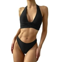 Zuwimk Ženski kupaći komisiot, ženski rufffle visokog struka kupaći kostim dva push up tropsko otisak