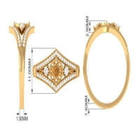 Moissnite Art Deco zaručnički prsten za žene, 14k žuto zlato, SAD 10,00