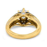Žuti ton, simulirani kubični cirkonijski veličini - Split Shank Halo ovalni vjenčani zaručnički prsten plavi safir srebrni