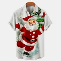 Taotanxi Men Casual Solid gumdovi Božićni Santa Claus Print sa džepnim isključenjem kratkih rukava bluza