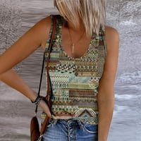 Ženska ljetni modni modni print uzorak majica bez rukava TOP BROWN XXL