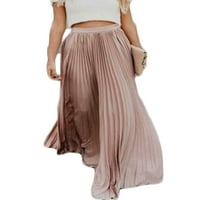 Eyicmarn ženski visoki struk Flowy Pleated suknja, casual šifon elastična boho dugačka maxi suknja