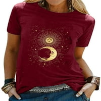 Ljetni okrugli izrez Ženske vrhove stilski grafički majica kratkih rukava Tunika TOP Ljetna majica Bluza