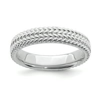 Sterling Silver Band Veličina prstena 8. Slaba teksturirani Fancy Fini nakit za žene poklone za nju