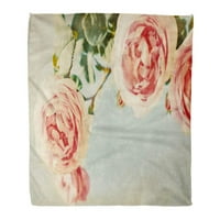 Bacanje pokrivača toplo ugodno print flanel bež stari vintage cvijeće ruže uzorak viktorijanski retro udoban mekani za krevet i kauč