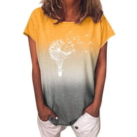 WEFUESD T majice za žene Modni ženski gradijentni suncokret Ispis O-izrez kratkih rukava majica bluza