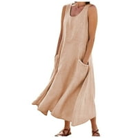 Ženske oblače V-izrez Casual Maxi Solid Sundurs Ljetna haljina bez rukava Pink 5xl