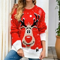 Ženski džemperi Pulover modna žena okrugla vrat dugih rukava jesen božićna majica tiskanje vrhova