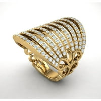 3CTW okrugli rez dijamantski fantastični široki višeredni vjenčani prsten za svadbeni godišnjica, čvrsta 18k zlatna FG VS2