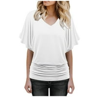 Cuoff bluze za žene modni ljetni rukav casual čvrsta majica ženske vrhove bijele 5x
