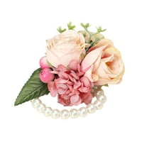 Rose Pearl Corseges ručno ručno cvijeće za vjenčanje djeveruše mladenka za mladenke mamur stranke cvjetni zglob Flowert Friet Braceelet Crystal Wedding Pribor za žene i djevojke