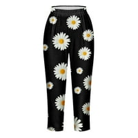 Ženske plaže Capri hlače Ležerne ljetne elastične struke Capri gamaše cvjetni print Stretch Slim obrezane