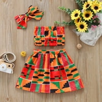 TODDLER Baby Girls Ljetna haljina djeca Dječji djevojčici Ljetna odjeća Afrički boho stil tiskani prsluk