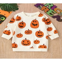 Wassery Kids Toddler Baby Boy Girl Halloween Outfit Duks pulover Pumpkin tisak dugih rukava Okrugli vrat Lood Tops pada odjeća 0-5T