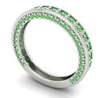 1. CT sjajan okrugli rez simulirani zeleni dijamant 18k bijeli zlatni večni bend sz 5.5