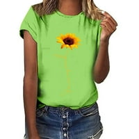 Košulje za žensku žensku plus veličine suncokret za ispis kratkih rukava majica bluza na vrhu zelena