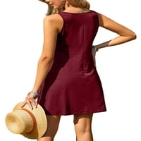 Prednjeg swall-a Ljeto plaža Sundress V izrez kratke mini haljine haljina bez rukava za žene casual