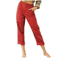 Lilgiuy ženske ležerne tastere od solidnih boja elastične struke Udobne ravne hlače za vježbanje naloga