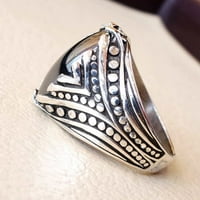 HEMATITE MANS prsten, prirodni hematit muški prsten, unizorski nakit, srebrni prsten, rođendanski poklon,