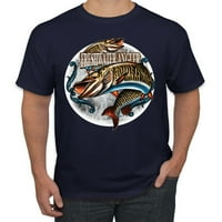 Slatkovodna ribolovna grafička majica, mornarica, prva