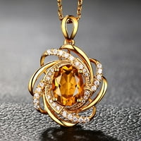 Privjesak modna ogrlica sa punim srebrnim dijamantskim citrinskim privjeskom cvijeće Zlatne ženske ogrlice