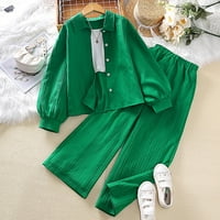 Aaiyomet dječja djevojka odjeća s dugim rukavima zeleni vrhovi i hlače odijelo odjeću za djecu odjeću