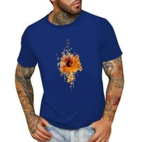 Ljetni modni muškarci T-majice Casual Okrugli grafički odštampani majica kratkih rukava za putni odmor